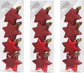 32x stuks kunststof kersthangers sterren rood 6 cm kerstornamenten - Kunststof ornamenten kerstversiering
