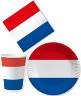 Tafel dekken Holland feestartikelen rood wit blauw 20x bordjes/20x drink bekers/40x servetten - Koningsdag/oranje artikelen