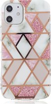 Apple iPhone 12 Hoesje - Mobigear - Marble Serie - TPU Backcover - Roze - Hoesje Geschikt Voor Apple iPhone 12