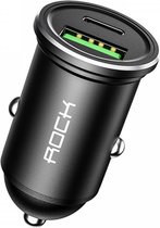 ROCK Universele USB / USB-C PD 20W Fast Charge Autolader Zwart