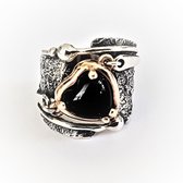 Zilveren ring met onyx steen