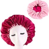 Satijnen slaapmuts - Satin bonnet - Bonnet - Slaapmuts - Nachtmuts - Sleep cap - Satijn - Tweezijdig te dragen - Volwassenen - Kinderen - Haarverzorging - Rood