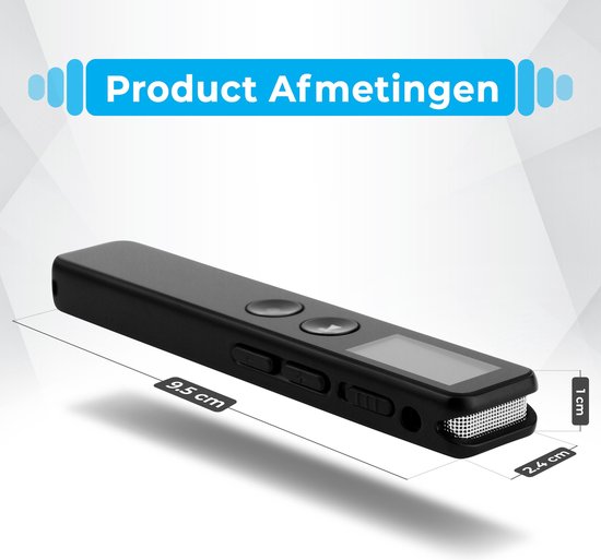 B-blueGoods  Digitale Voice Recorder - USB Oplaadbaar - 16GB Interne Opslag - Inclusief Oortjes - Klein en Compact Mini Formaat - Audio in MP3 of WAV met Ruisonderdrukking - Draadloze Memo Recorder - Zwart - B-blueGoods