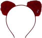 Jessidress Haarband Haar diadeem met katten oren en parels - Rood
