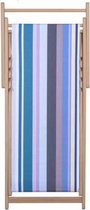 Kleurmeester.nl - Strandstoel Heure Bleue - Opklapbaar - Beukenhout - Outdoor stof - Sunbrella | Blauw / Groen / Paars Gestreept