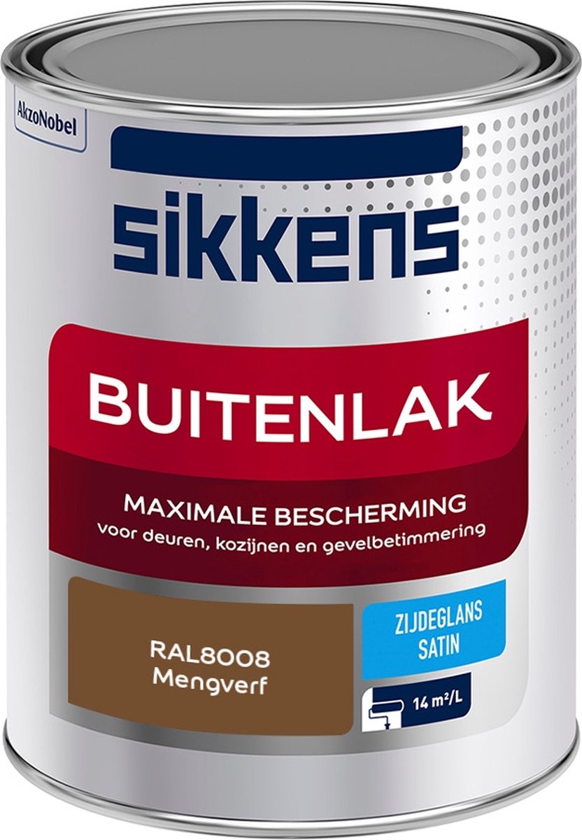 Sikkens Buitenlak Verf Zijdeglans Mengkleur RAL8008 1L