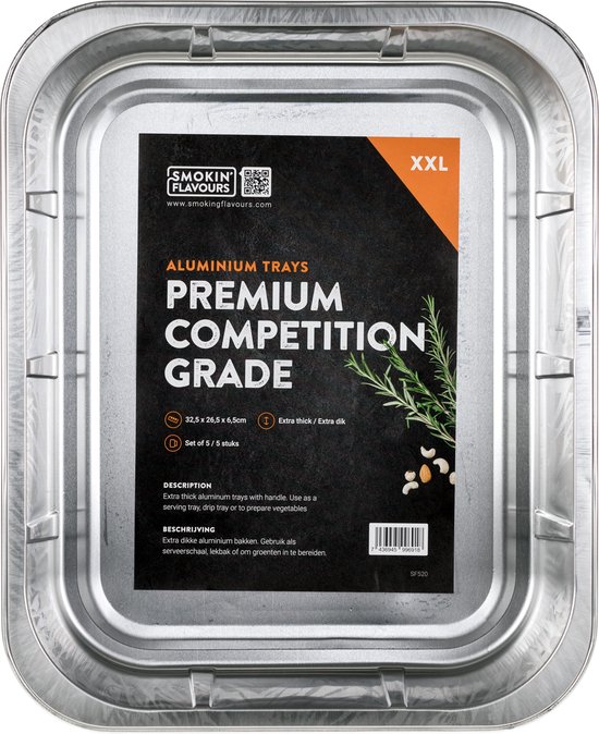 Aluminium Bakken XXL | 5 stuks | 32,5 x 26,5 x 6,5 cm | Groot formaat | Perfect voor bereiden, bewaren en serveren