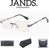 JANDS. NR.4 - Computerbril - Met Hardcase - Blauw Licht Bril - Blue Light Glasses - Beeldschermbril - Tegen Vermoeide Ogen - Zonder Sterkte - Unisex - Zwart - Met Gratis Accessoires