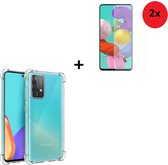 Samsung Galaxy A52 Hoesje - Samsung Galaxy A52 Screenprotector - Tempered Glass - Samsung Hoesje Transparant Shock Proof + 2x Tempered Glass