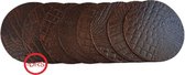 Leren onderzetters donker bruin met croco structuur set van 12 stuks - De Riemenspecialist cadeau tip