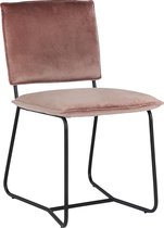 Simple design - Eetkamerstoelen - set van 2 - velvet - roze - stalen buisframe - zwart