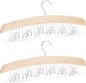Relaxdays riemenhanger - accessoire hanger - hout - riemenhanger - haken voor 12 riemen - Pak van 2