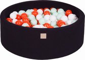 Ronde Ballenbak set incl 300 ballen 90x40cm - Zwart: Oranje, Wit, Mint