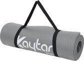 Kaytan Sports - Fitnessmat - Sportmat - 183 cm x 58 cm x 1,0 cm - Grijs - Anti slip - Extra grip - Met oefeningen op de mat! - Inclusief draagriem