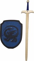 Robin Hood zwaard en ridderschild blauw met zwarte draak schild ridderzwaard kinderzwaard
