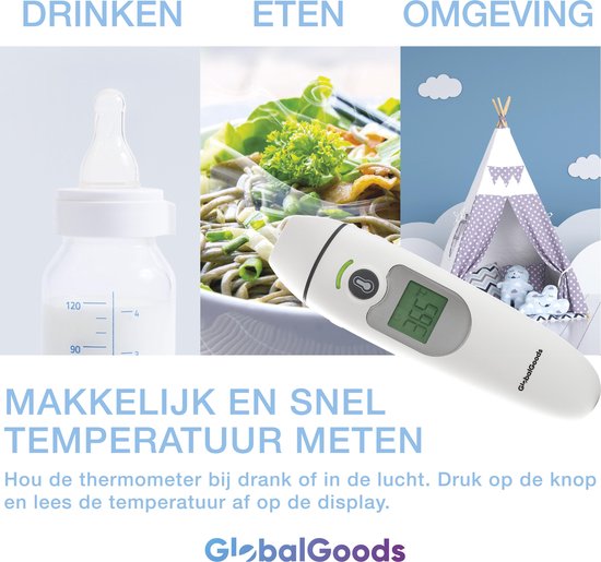 GlobalGoods Professionele Medische Thermometer voor baby, kinderen & volwassenen Inclusief