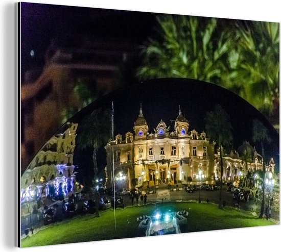 Franse casino weerspiegeld in de Sky Mirror in Monaco Aluminium 180x120 cm - Foto print op Aluminium (metaal wanddecoratie) XXL / Groot formaat!