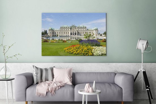 Palais du Belvédère avec ses jardins Toile 120x80 cm - Tirage photo sur toile (Décoration murale salon / chambre) / Villes sur toile