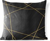 Buitenkussens - Tuin - Geometrisch patroon van gouden lijnen op een zwarte achtergrond - 50x50 cm
