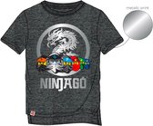 Lego Ninjago t-shirt - korte mouw - donkergrijs - Maat 128 / 8 jaar