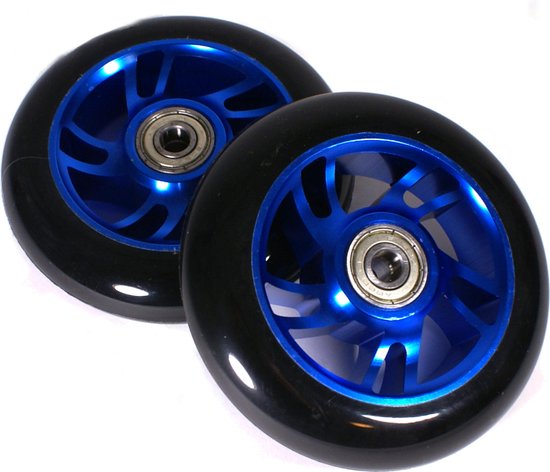 Jeu de roues de trottinette acrobatique en aluminium bleu avec roulements  abec9 taille
