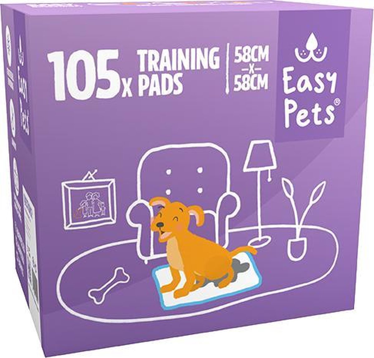 Easypets Puppy Training Pads - Zindelijkheidstraining - Hondentoilet - 58 x 58 cm - 105 stuks