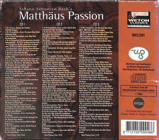 Matthaus Passion Bwv 244 Johann Sebastian Bach Cd Album Muziek Bol 