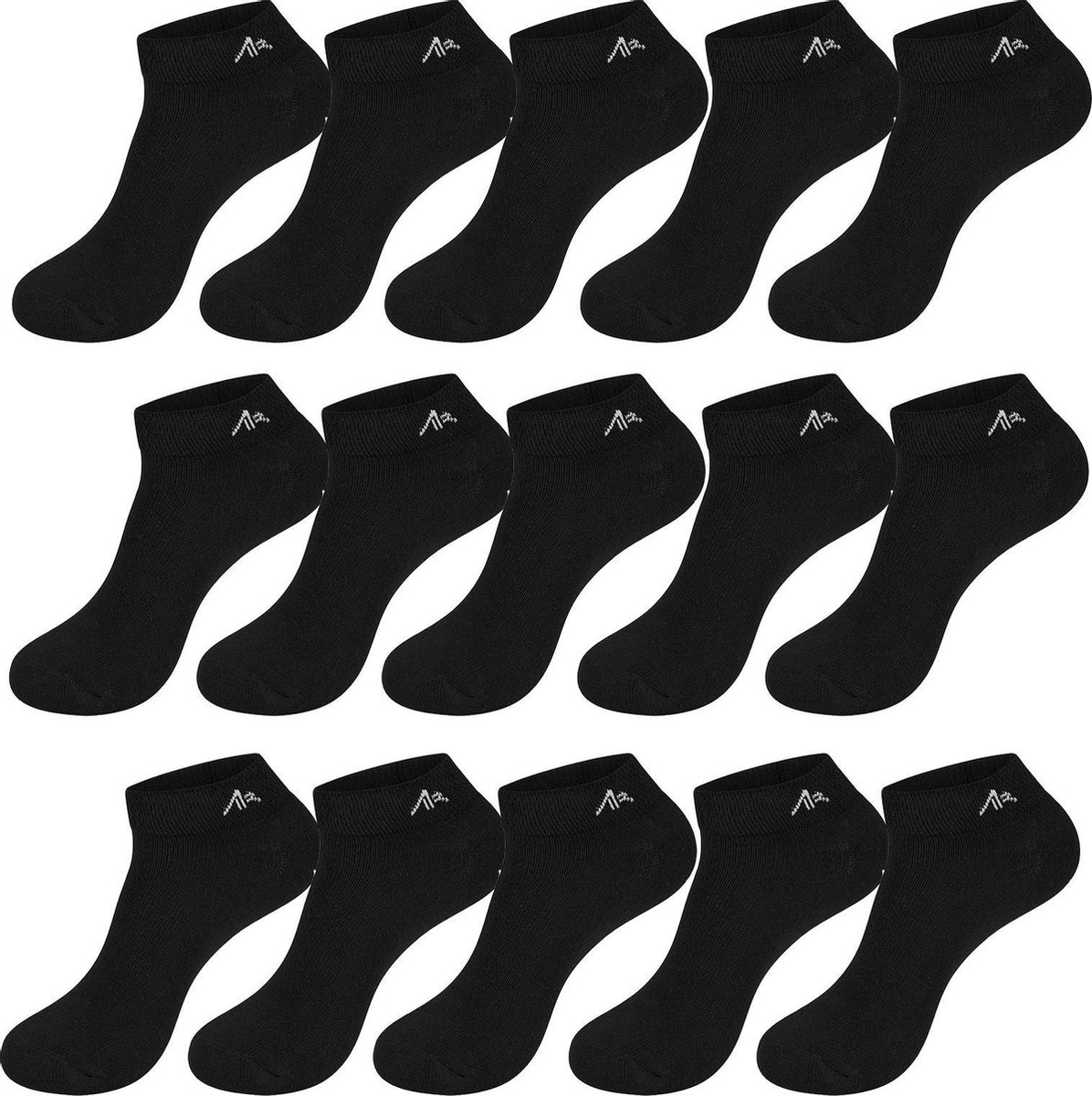 sneaker sokken 15 paar zwart maat 43/46