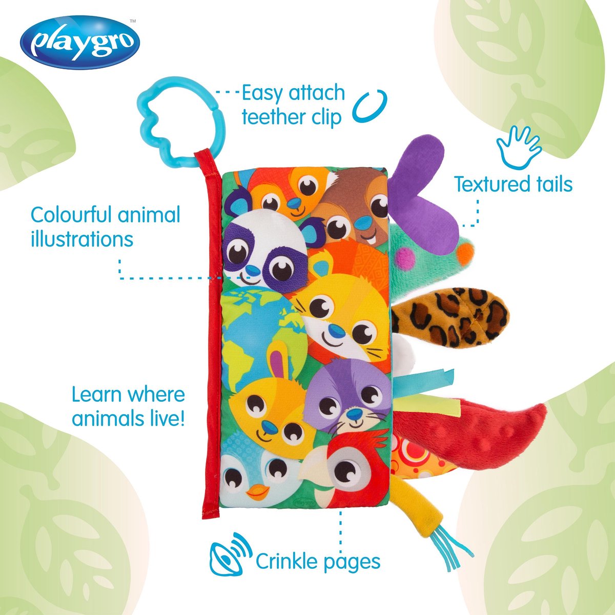 Playgro Voelboekje Staarten van de wereld - Activiteitenboekje - Babyboek - Speelgoed Baby - Speelgoed 1 jaar - Baby Speelgoed — afbeelding 4