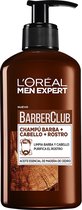 L’Oréal Paris Nettoyant 3 en 1 Barbe Visage Cheveux BarberClub Flacon Pompe 200 ml
