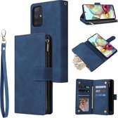 Luxe Telefoonhoesje voor Samsung Galaxy A72 | Hoogwaardig Leren Bookcase | Lederen Wallet Case | Luxe Uitstraling | Pasjeshouder 6 stuks | Portemonnee | Rits | Blauw