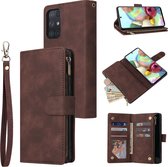 Luxe Telefoonhoesje voor Samsung Galaxy A72 | Hoogwaardig Leren Bookcase | Lederen Wallet Case | Luxe Uitstraling | Pasjeshouder 6 stuks | Portemonnee | Rits | Bruin