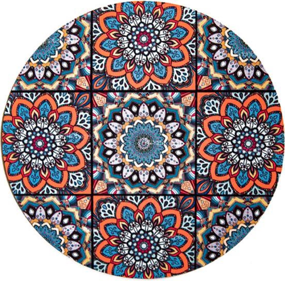Computer - muismat moroccan tiles - rond - rubber - buigbaar - anti-slip - mousepad