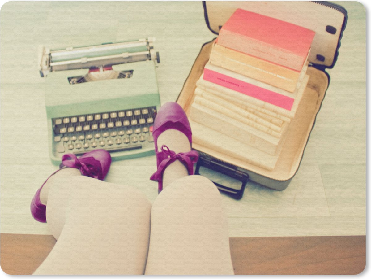 Muismat Typemachine vintage - Vrouw met typemachine muismat rubber - 40x30 cm - Muismat met foto