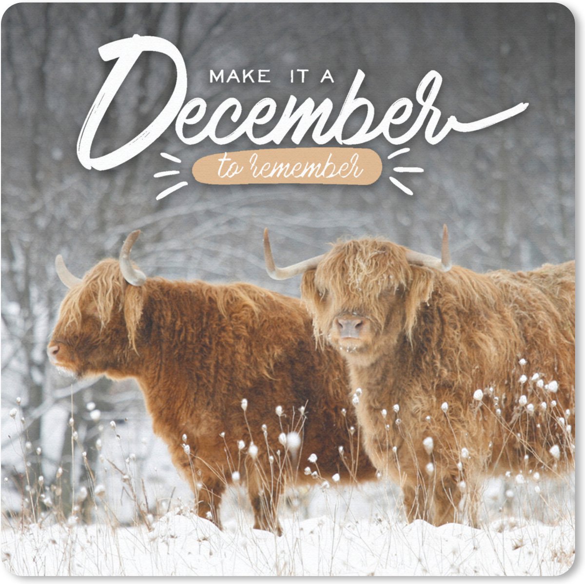 Muismat 20x20 cm - Mousepad 'Make it a December to remember' - Spreuken - Quotes - Muismatten