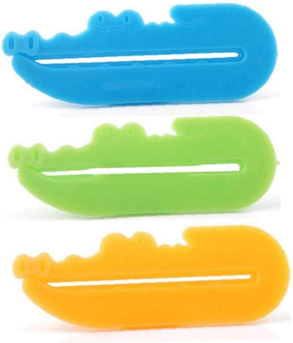 Tube Uitknijper - Krokodillen - Groen, oranje en blauw - Set van 3 - Tandpasta Knijper - Tube Knijper - Tube Squeezer - Tandpasta Leegmaker
