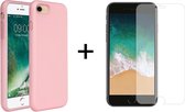 iParadise iPhone 8 hoesje roze - iPhone 8 hoesje siliconen case hoesjes cover hoes - 1x iPhone 8 screenprotector