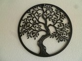 Metalen muurdecoratie - Levensboom - Tree of Life -  Model D - Frame rond - wanddecoratie -  3D