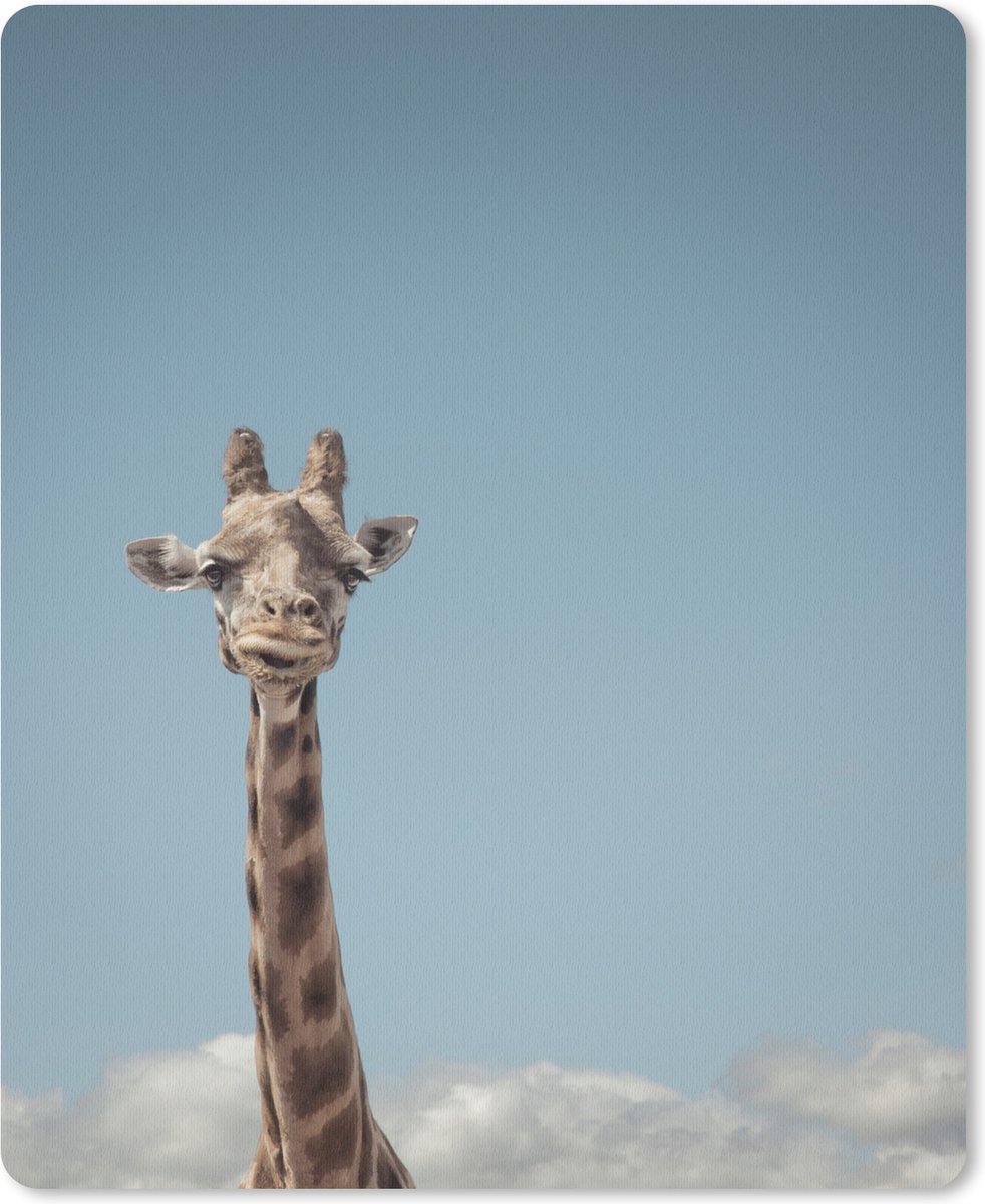 Muismat Giraffe - Giraffe boven de wolken muismat rubber - 30x40 cm - Muismat met foto