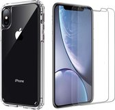 IYUPP Set met Bumper Hoesje Transparant en 2 Screenprotectors geschikt voor Apple iPhone X / XS