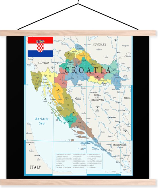 Posterhanger incl. Poster - Schoolplaat - Gedetailleerde kaart van ...