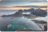 Muismat Fjorden - Fjorden bij zonsopkomst in Noorwegen muismat rubber - 60x40 cm - Muismat met foto