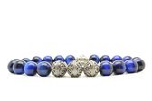 Beaddhism - Armband - Blauwe Tijger - Zilver - Kashmir 3 - 8 mm - 21 cm