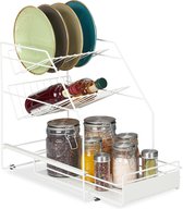 organisateur de cuisine relaxdays blanc - support de cuisine en métal - étagère de rangement armoire de cuisine - plan de travail en rack
