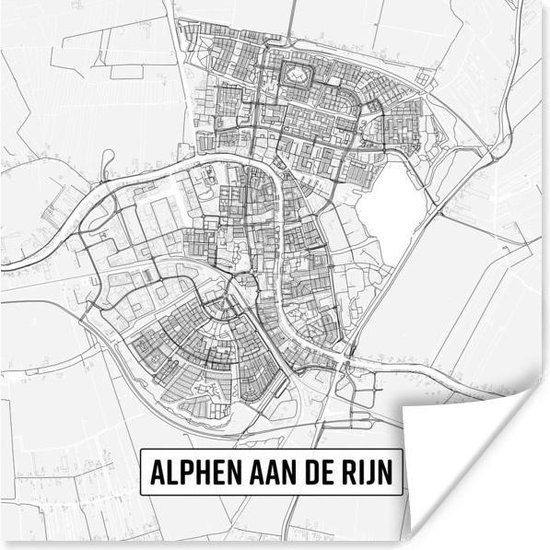Poster Stadskaart Alphen aan de Rijn 100x100 cm XXL Plattegrond Poster Stadskaart Alphen aan de Rijn 100x100 cm XXL Plattegrond