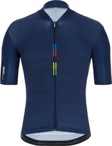 Santini Fietsshirt korte mouwen Heren Blauw - Official Uci Rainbow S/S Jersey - 2XL