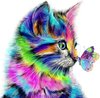 foto van Rubye® Diamond Painting Volwassenen - Diamond Painting Kinderen - Kleurrijke Kat - 40x40cm