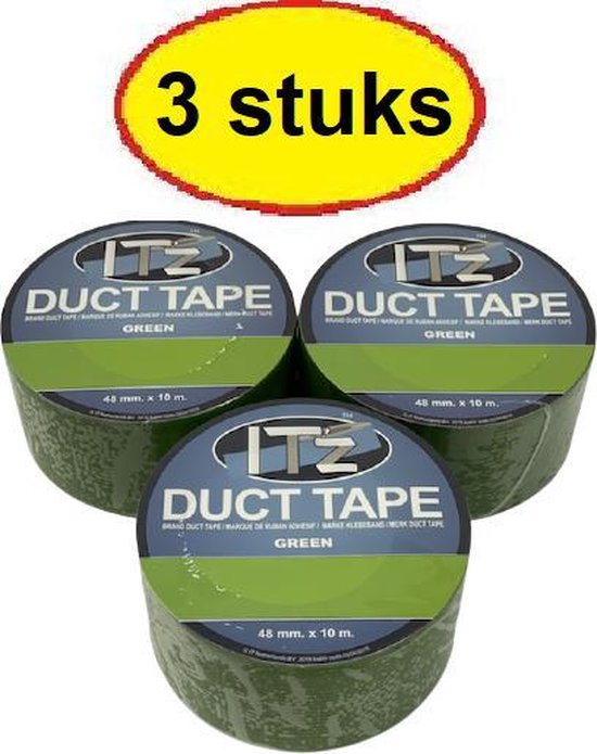 IT'z Duct 25- Groen 3 stuks 48 mm 10m | tape - plakband ducktape - ductape | bol.com