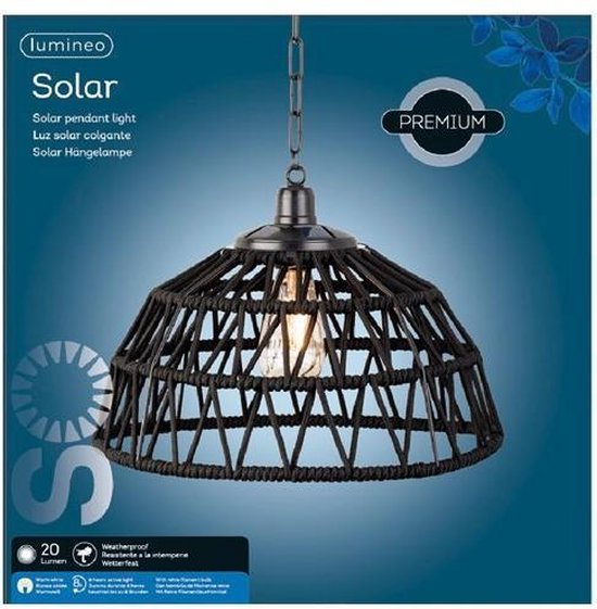 erfgoed een beetje tegenkomen Zonne-Energie Solar Hanglamp Ijzer / Terras / Balkon / Tuin / Warm Wit  Licht - Ø38xH27cm | bol.com