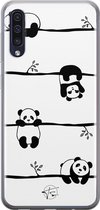 Samsung Galaxy A50 siliconen hoesje - Panda - Soft Case Telefoonhoesje - Zwart - Print